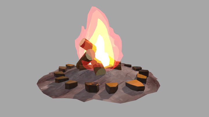 Low Poly Campfire 3D Model