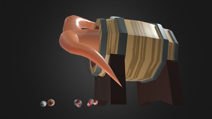 Squid In a Barrel 3D Model