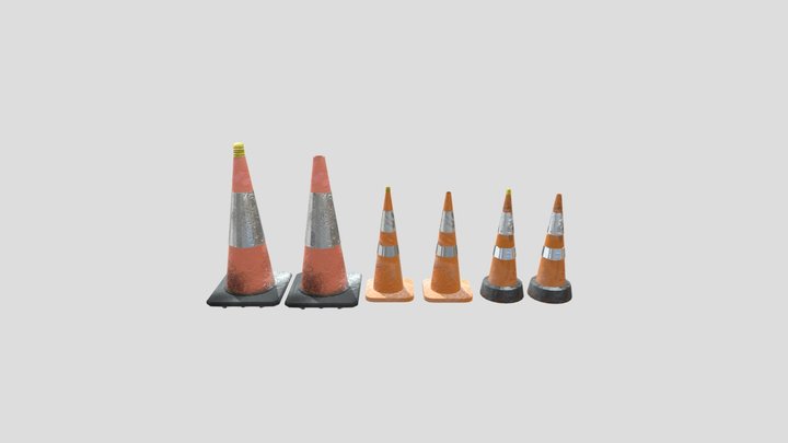 ConstructionCones painted 3D Model