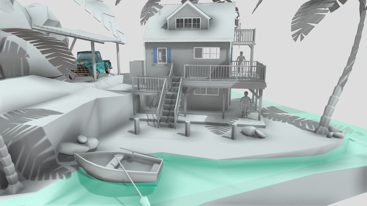 By the ocean - Blockout 3D Model