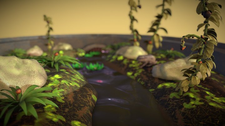 Terrarium With Rainfrog 3D Model