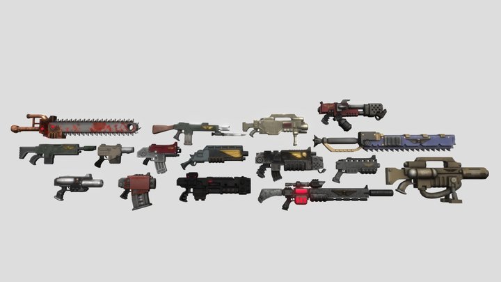 definitive warhammer pack of guns 3D Model
