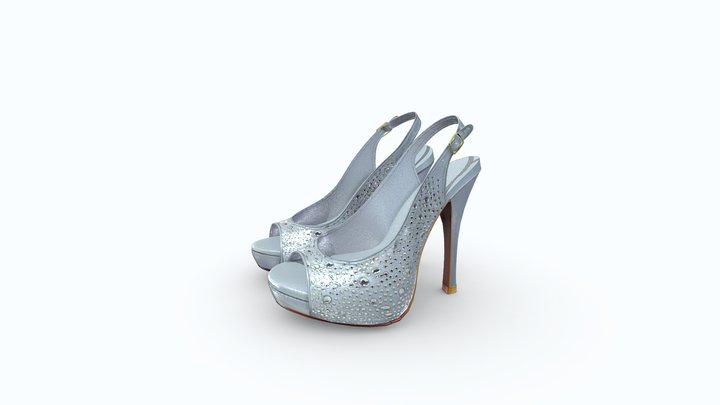 Female Glam Peeptoe High Heel Shoes 3D Model