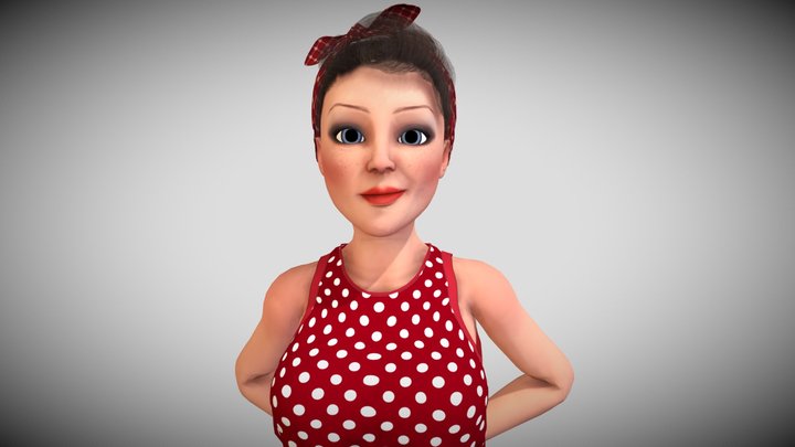 Mother woman Stylized Cute Girl 3D Model