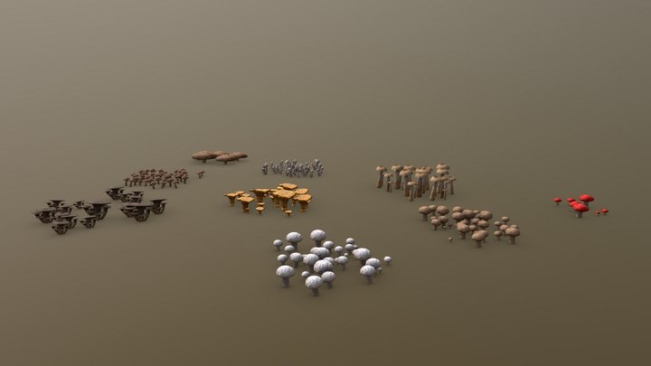 Realistic Mushrooms collection 3D Model
