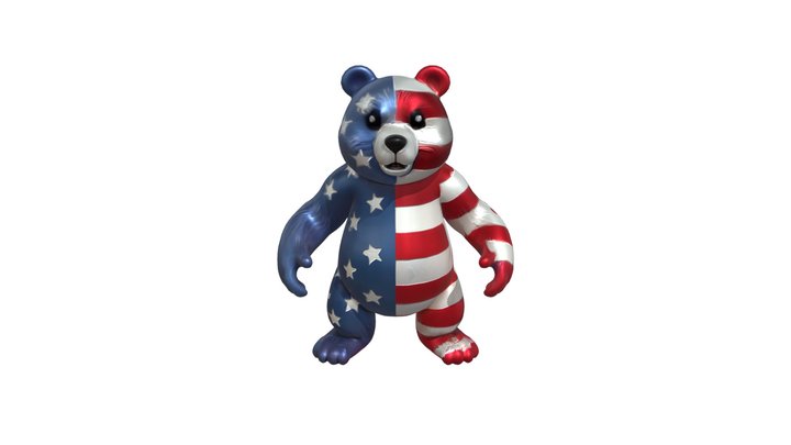 Patriotic bear character 3D Model