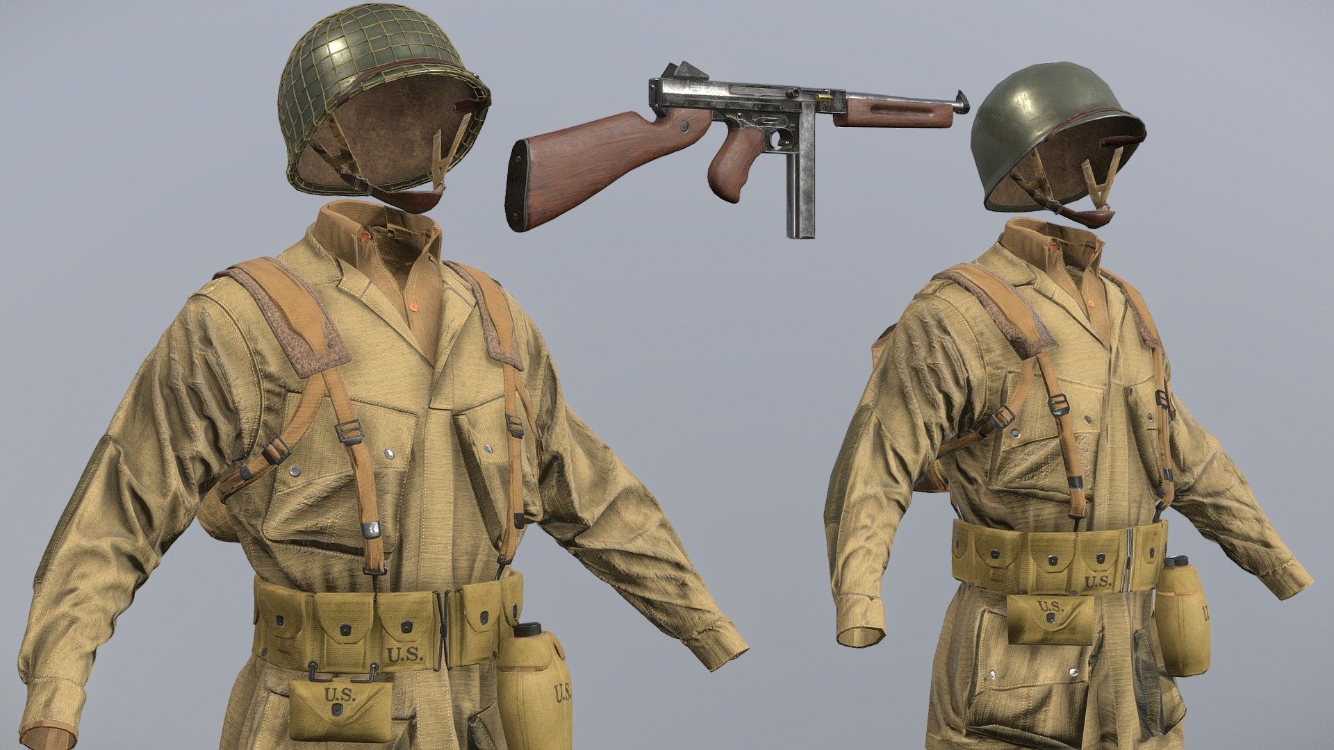 WW2 US Paratrooper and THOMPSON M1A1 - Buy Royalty Free 3D model by  Moony_State (@Moony_State) [697bf19]