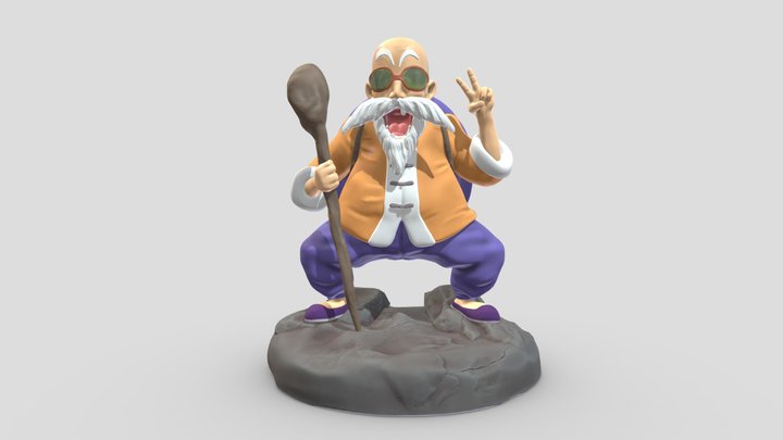 Master Roshi Low Poly PBR Realistic 3D Printable 3D Model