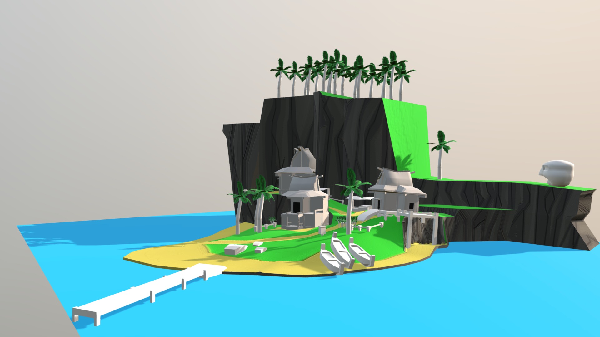 Outset Island A3 Models completed before texture