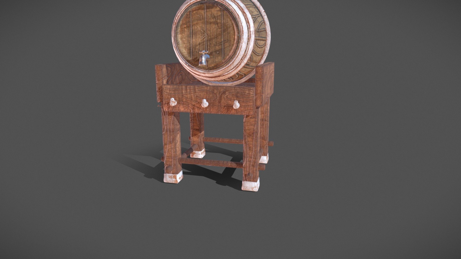 Barril de bebida antigo e suporte abalante