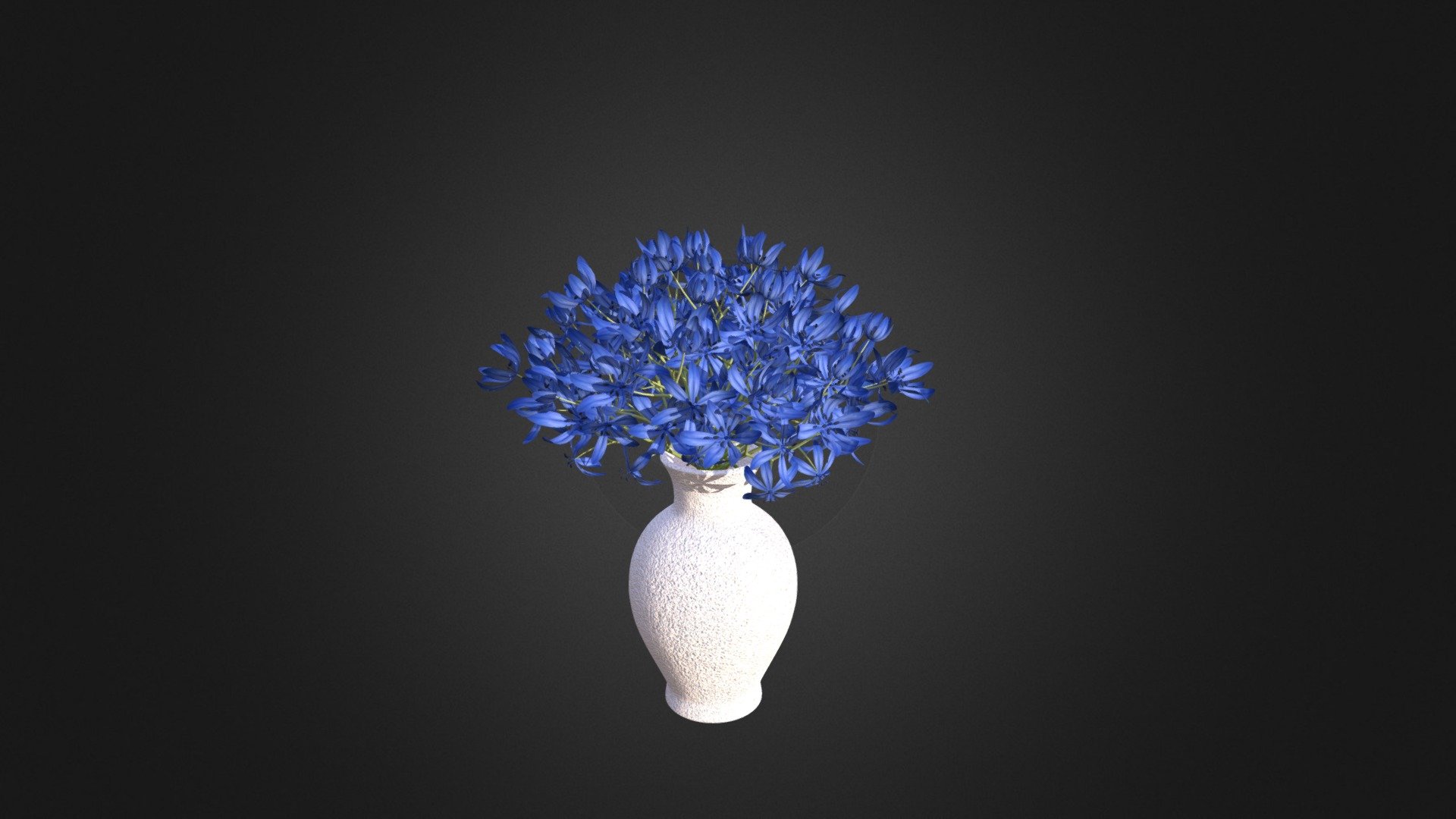 Blue Flowers in White Vase