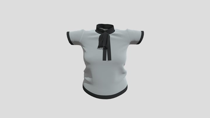 Yologram Style Womens Upperwear Half TShirt Grey 3D Model