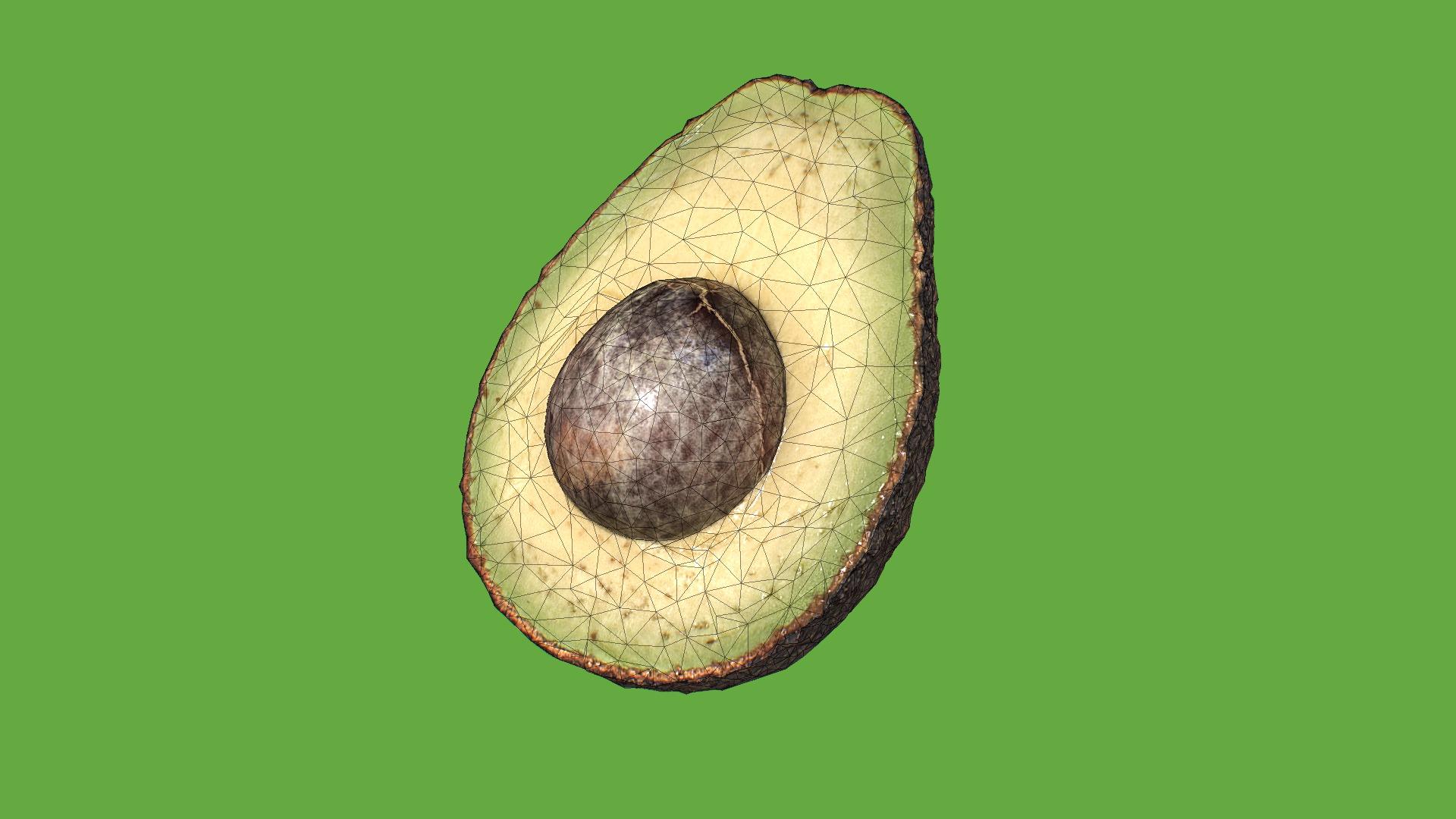 3D model Avocado: Low Poly – Half With Core - This is a 3D model of the Avocado: Low Poly - Half With Core. The 3D model is about a circular object with a hole in it.