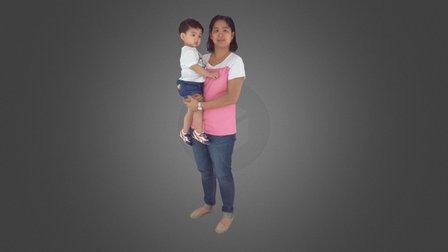 Raw scan adult holding infant 3D Model