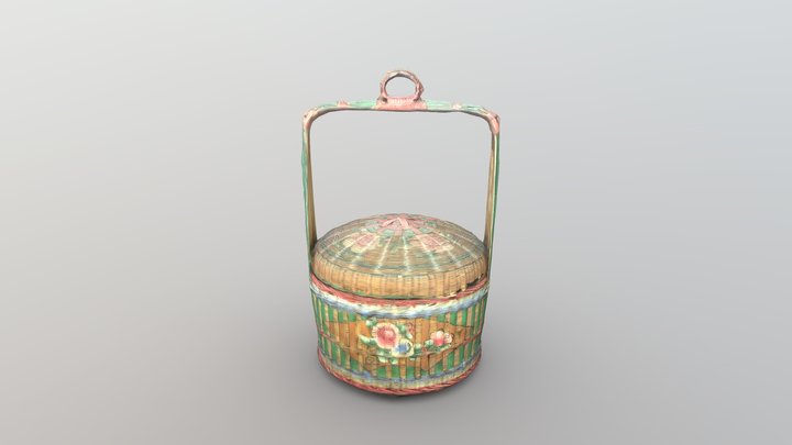 #4 Antique Chinese Basket (1 Tier) 3D Model