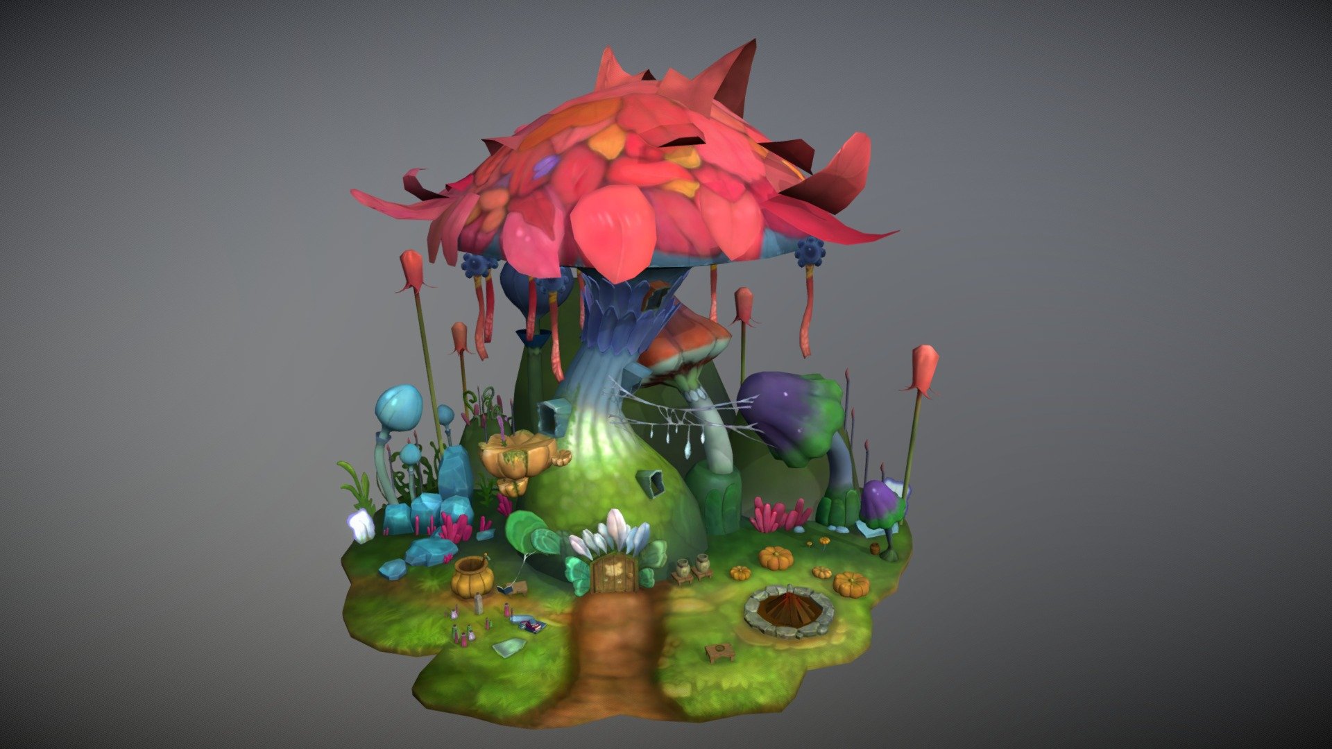 Mushroom House - 3d Model By Otiga [698ef0d] - Sketchfab