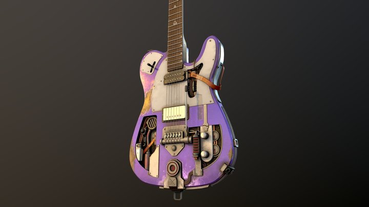 Stylized Tech Guitar 3D Model