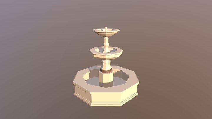 Low-poly parisienne water fountain 3D Model