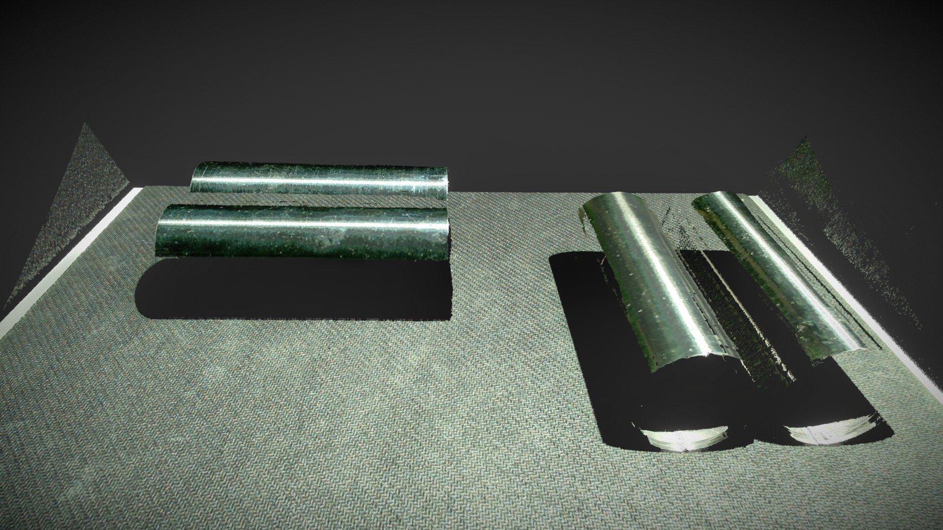 Multiple polished steel cylinders