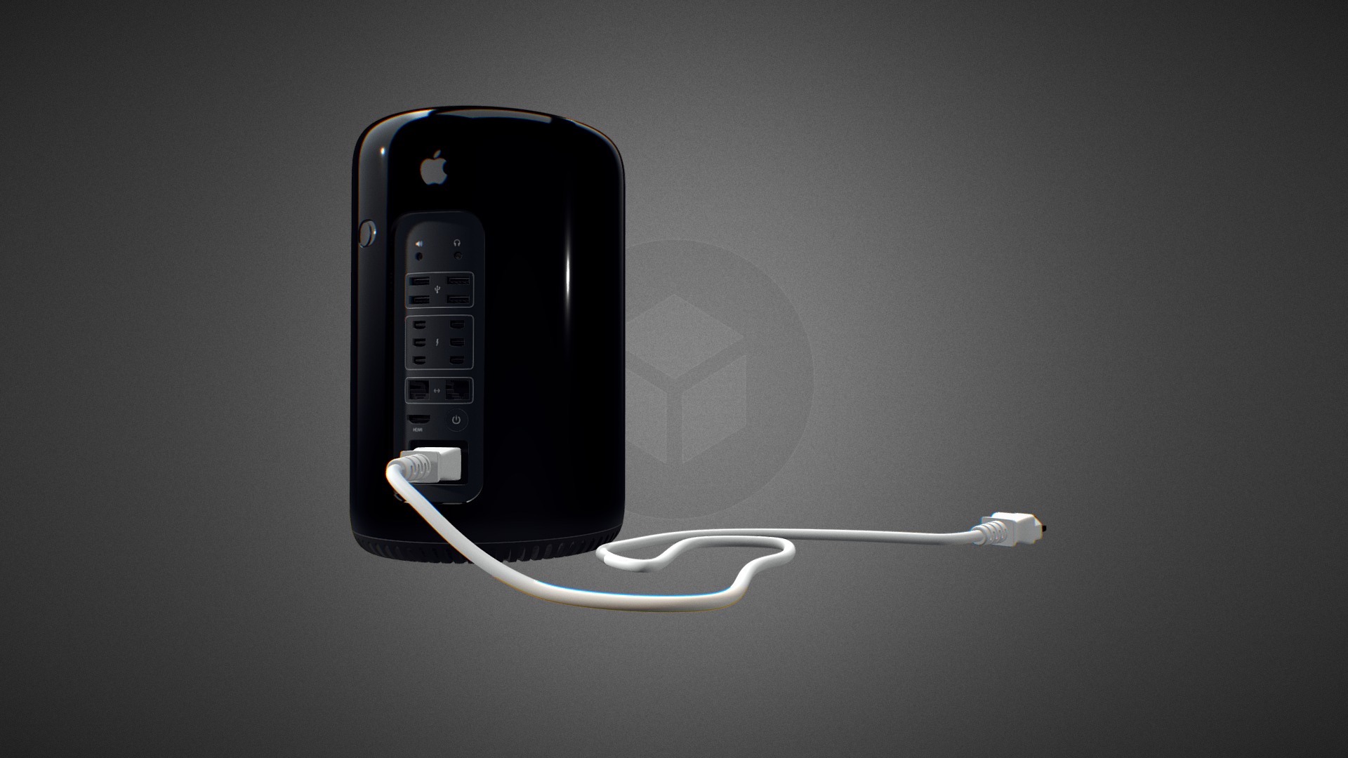 3D model Apple Mac Pro for Element 3D - This is a 3D model of the Apple Mac Pro for Element 3D. The 3D model is about a phone with a cord.