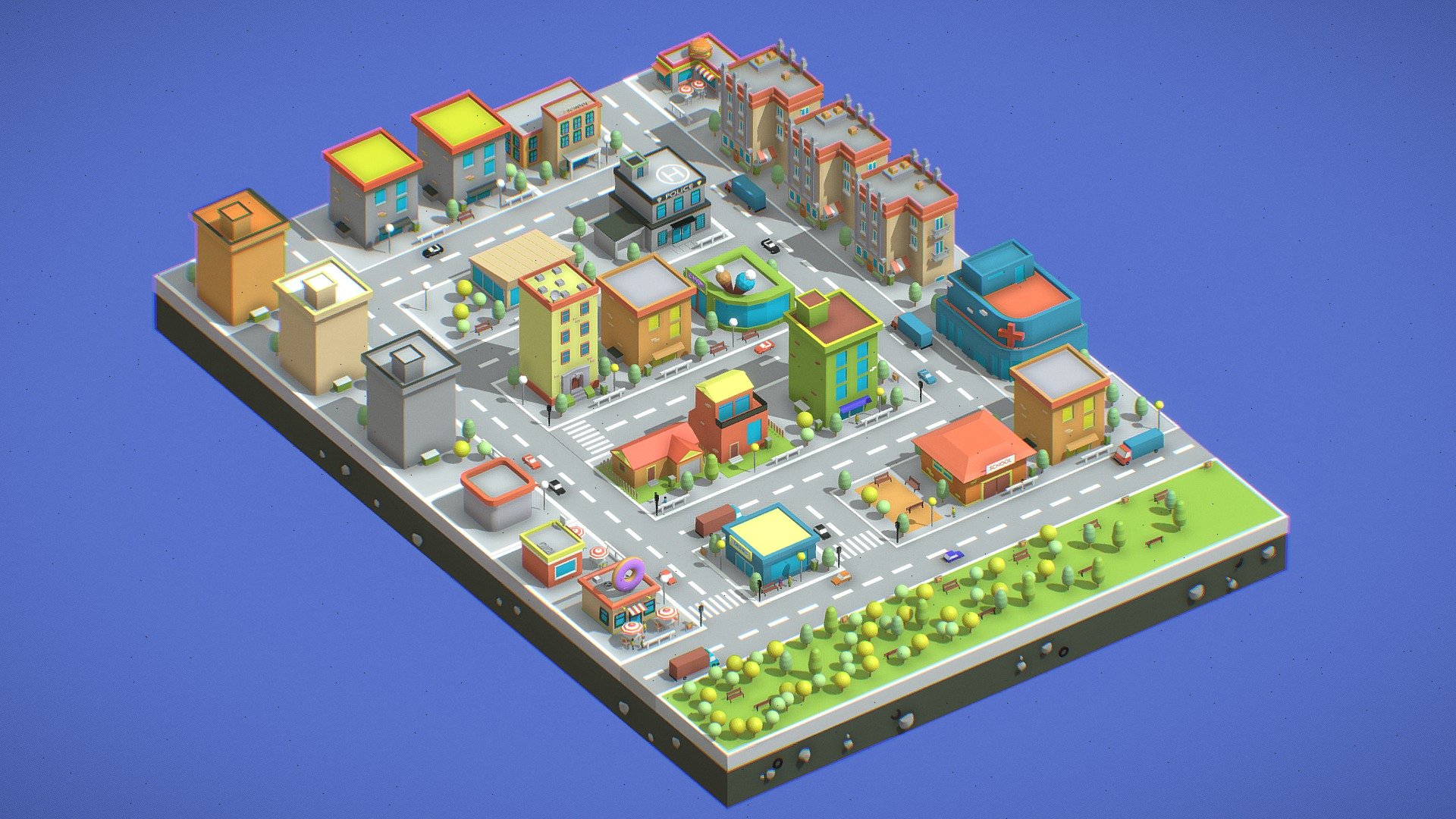 PolyTown: Low-Poly City Pack - Buy Royalty Free 3D model by N1x ...