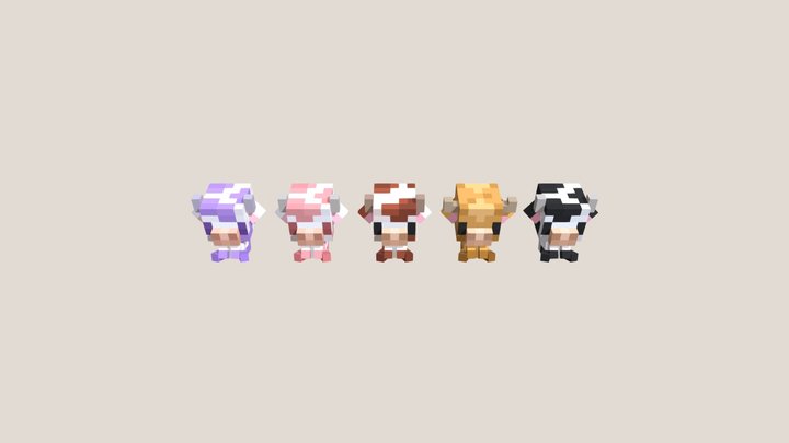 Minecraft Cow Plushies 3D Model