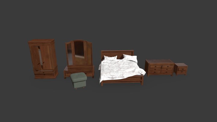 Bedroom Furniture Set | Game Assets 3D Model