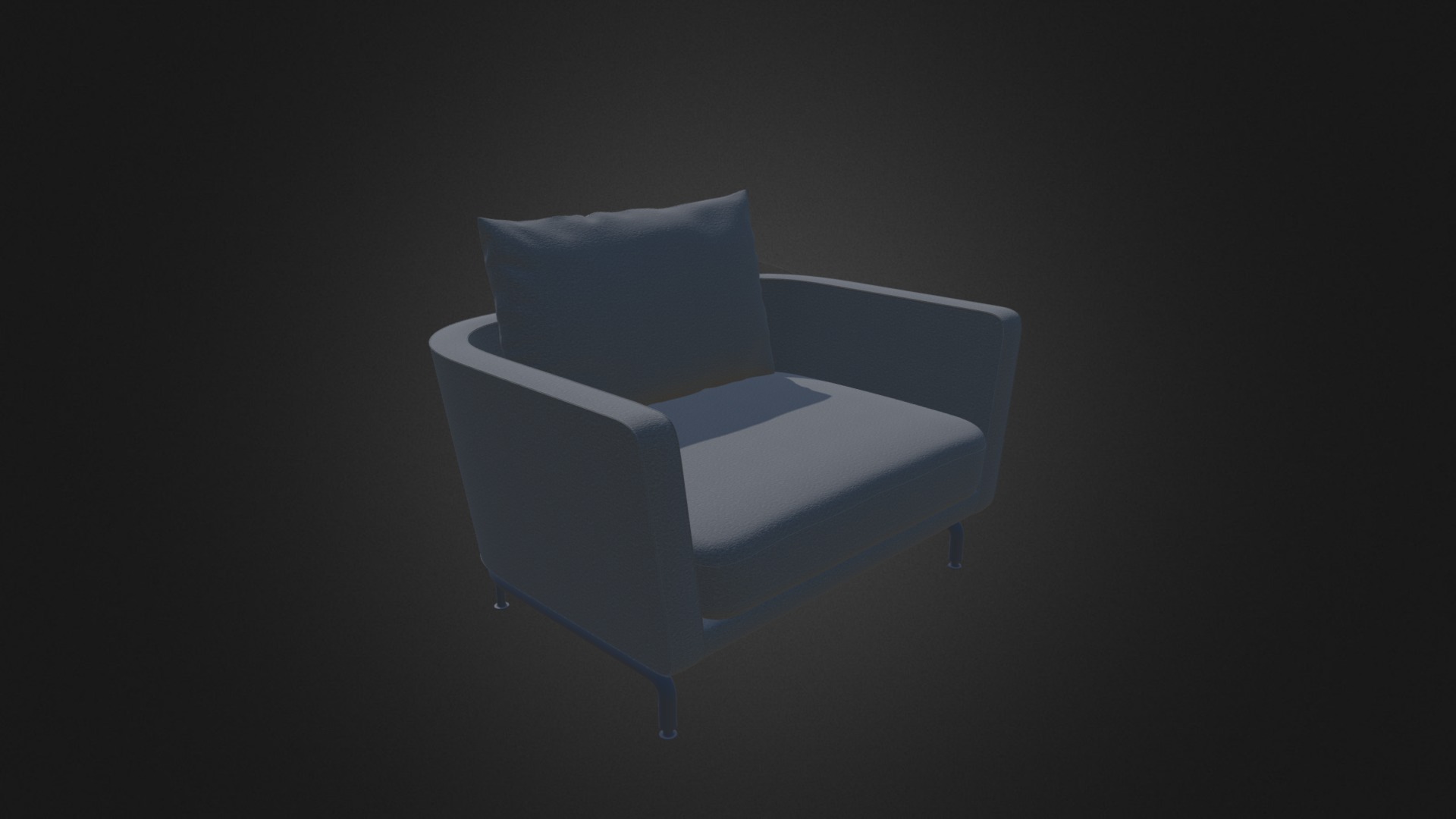 3D model Grey Armchair with Pillow - This is a 3D model of the Grey Armchair with Pillow. The 3D model is about a white cube with a black background.