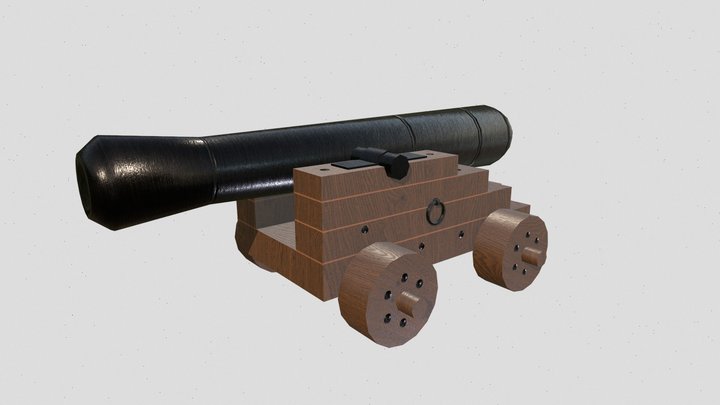 Cannon low poly model 3D Model