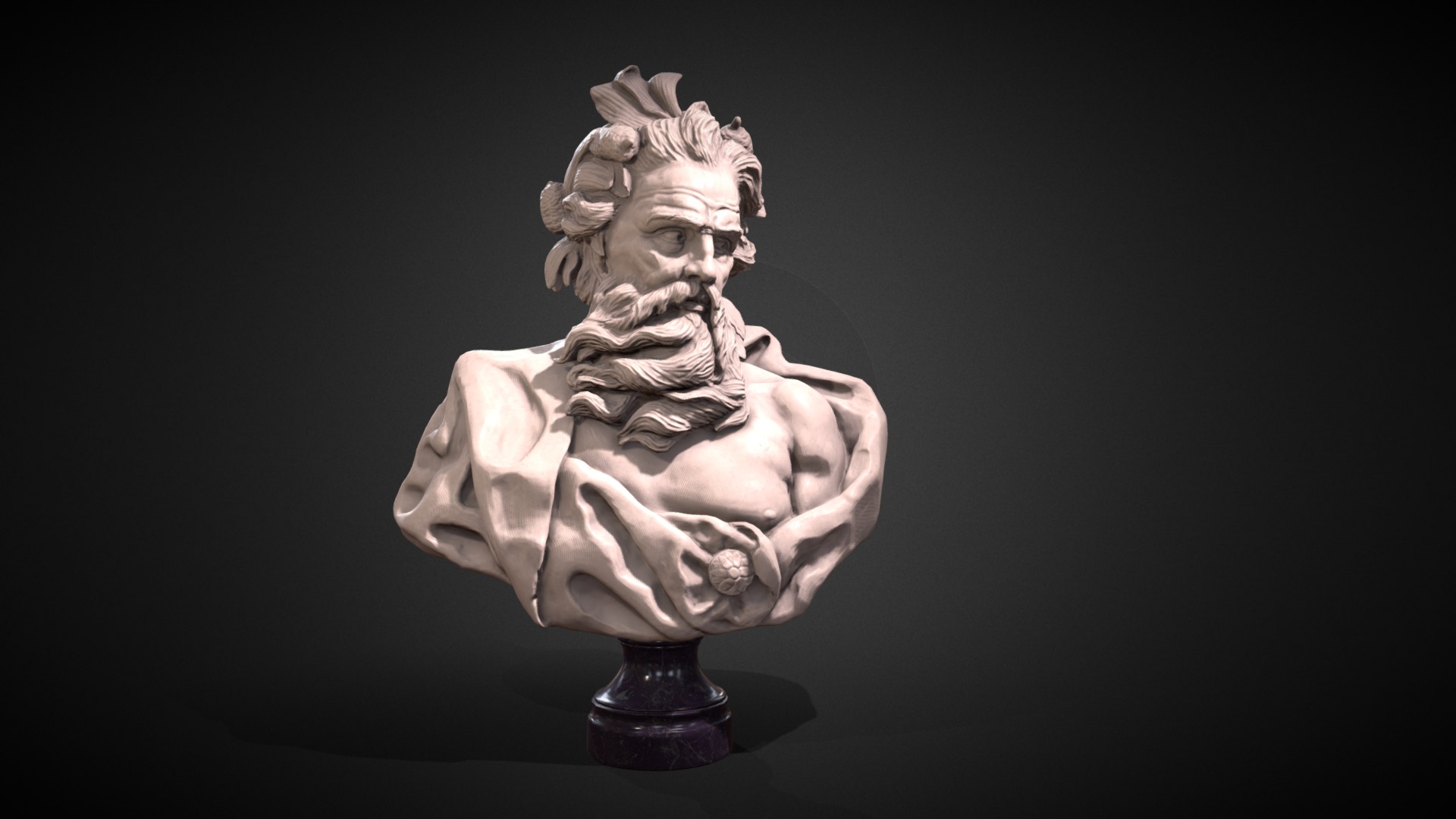 3D model Bust Of Neptune - This is a 3D model of the Bust Of Neptune. The 3D model is about a statue of a person.