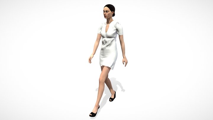 Girl Dress Walking ( Rigged Animated ) 3D Model