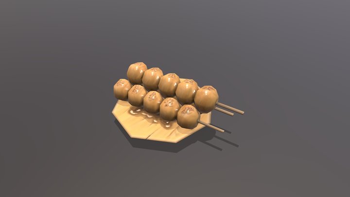 Japanese snack Dango handpainted 3D Model