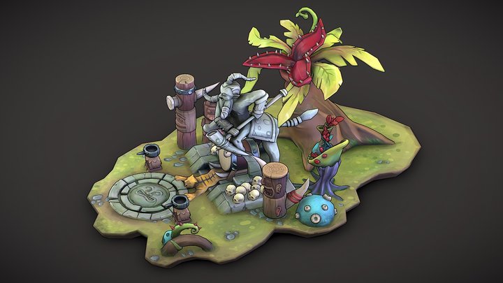 Hand Painted Location Island 3D Model
