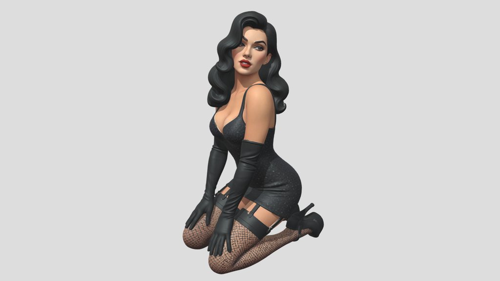 Vintage Pinup Girl On Her Knees