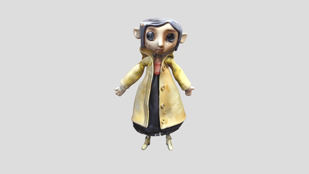 Doll wearing a yellow coat and black dress