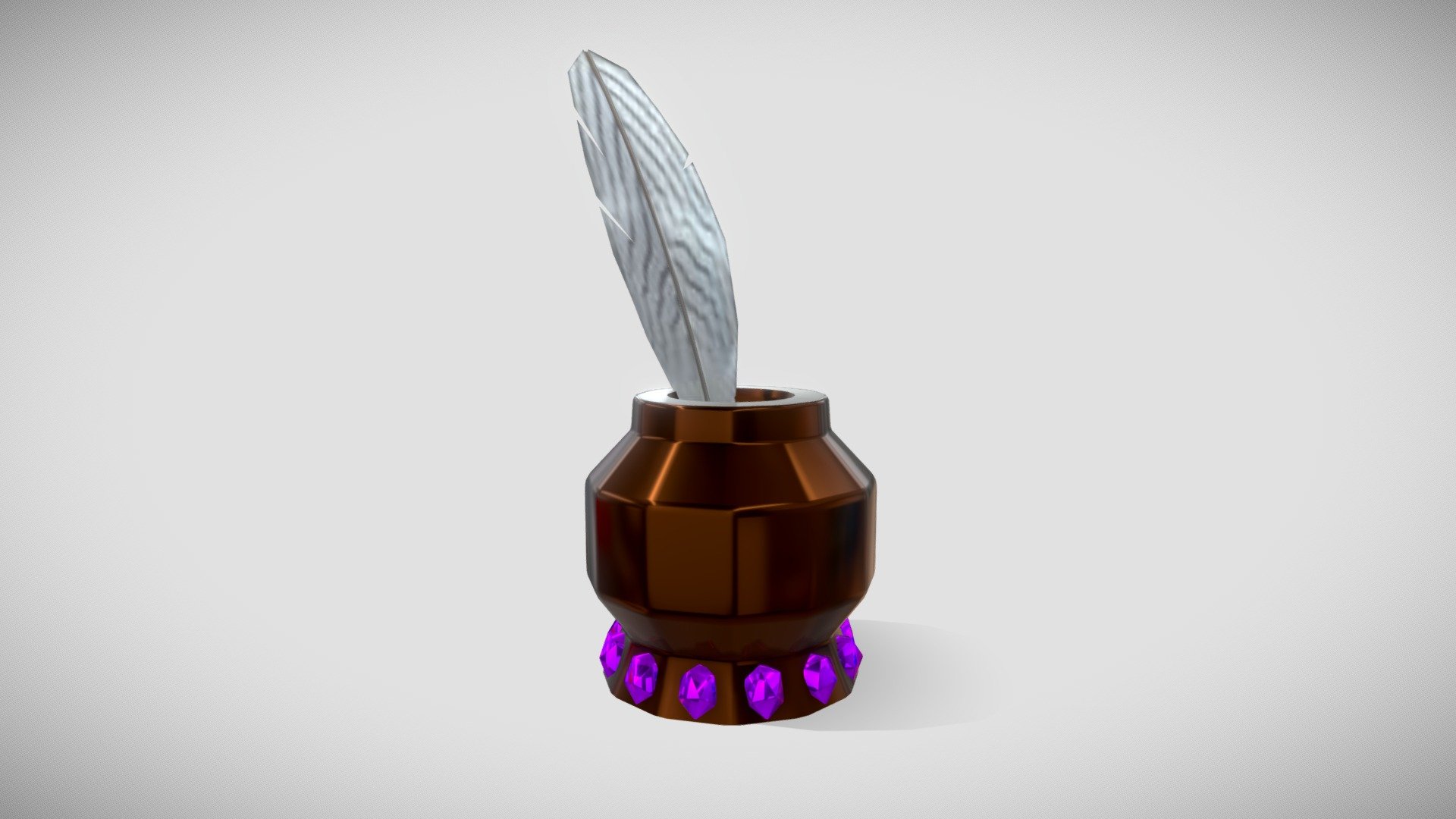 Inkwell with a feather - 3D model by QuantumBerry [69ba70e] - Sketchfab