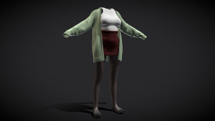 Casual Female Outfit 3D Model