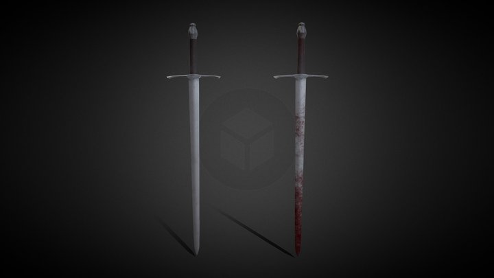 Medieval Sword + Blood 3D Model