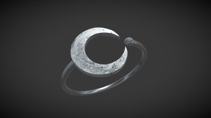 Silver Moon Ring 3D Model