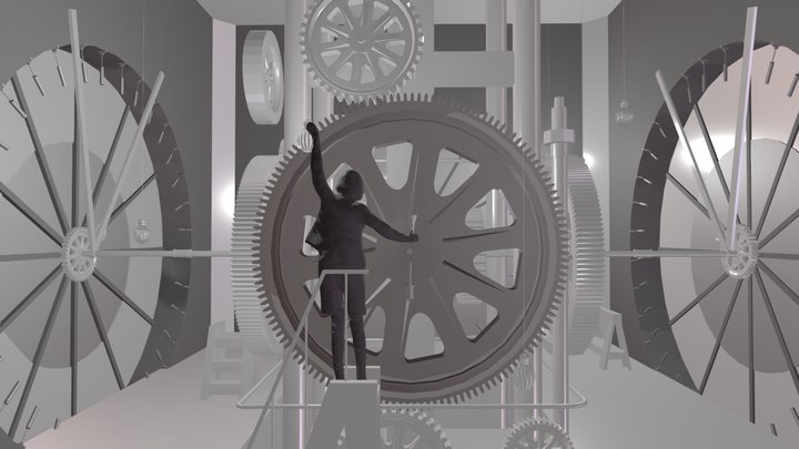 Hugo Clock Tower Scene 3D Model