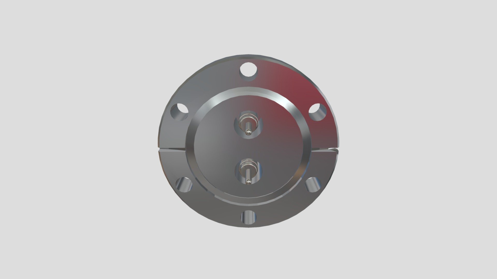 Grounded BNC shield with two CF40 flanges — Sketchfab embed 3D viewer
