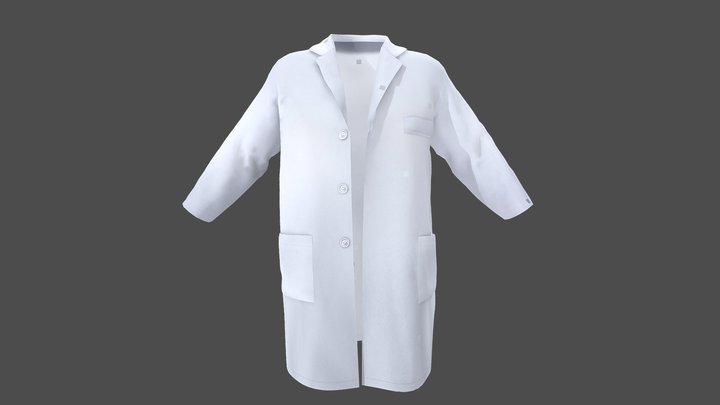 Male White Lab Coat 3D Model