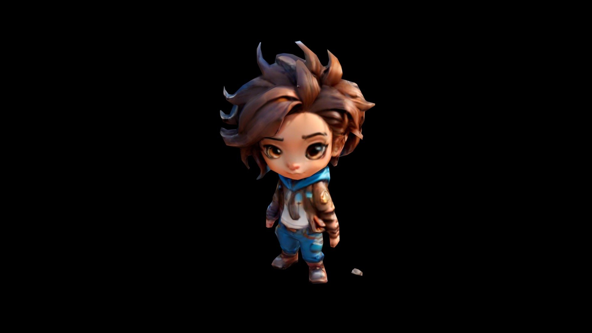 Anime-style cartoon character with spiky brown h - Download Free 3D ...