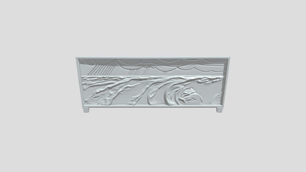 Rectangular carved ocean wave relief