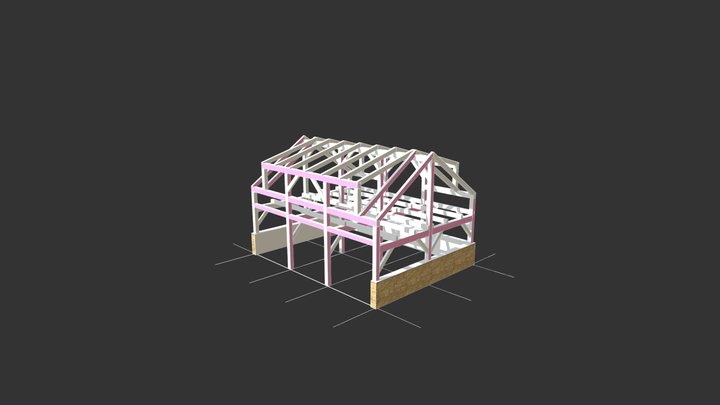 Timber Frame Garage 3D Model