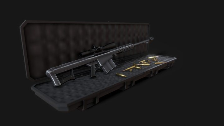 Barrett M82 .50 BMG sniper rifle. 3D Model