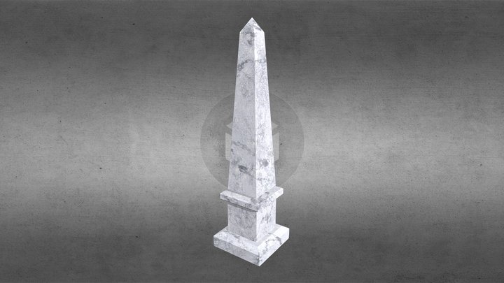 White Marble Obelisk Sculpture 3D Model