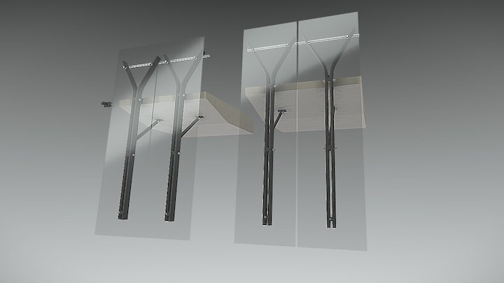 Pedestrian Link Glass Wall 3D Model