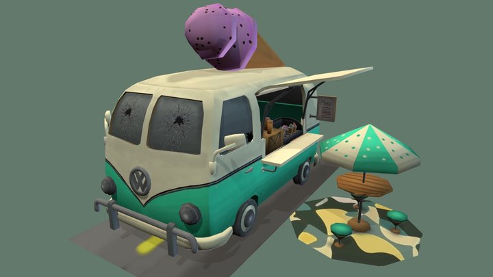 Cute Foodtruck 3D Model