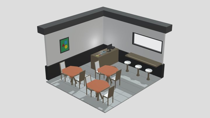 Restaurant LowPoly 3D Model